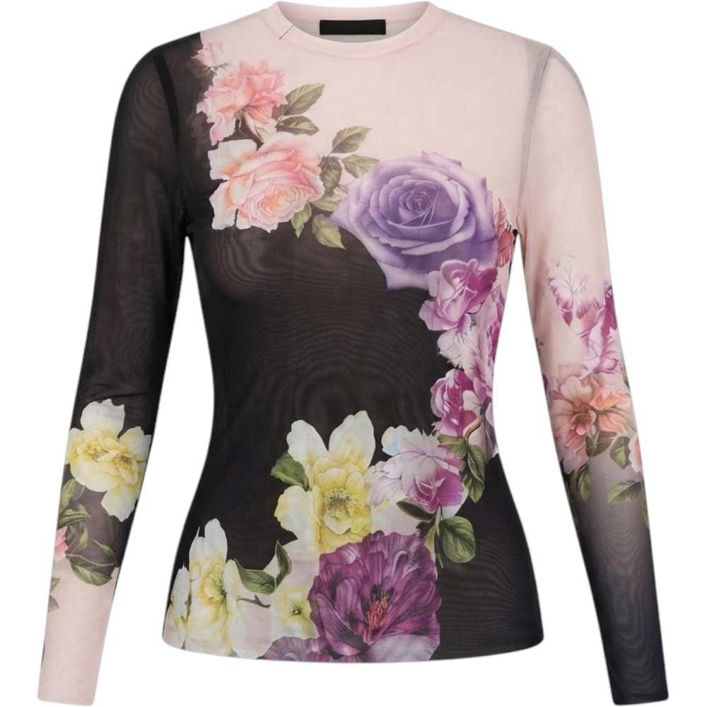 AFRM Kaylee Mesh Top Colorblock Floral Sheer Rose Goth Whimsygoth Small